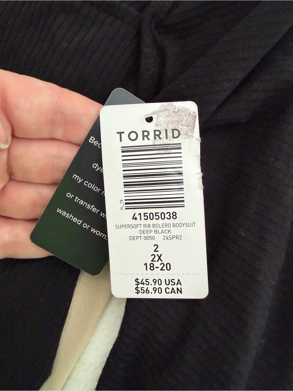 NWT Torrid Super Soft Rib Bolero Bodysuit Black 2X 18/20 Open Back - Picture 5 of 8